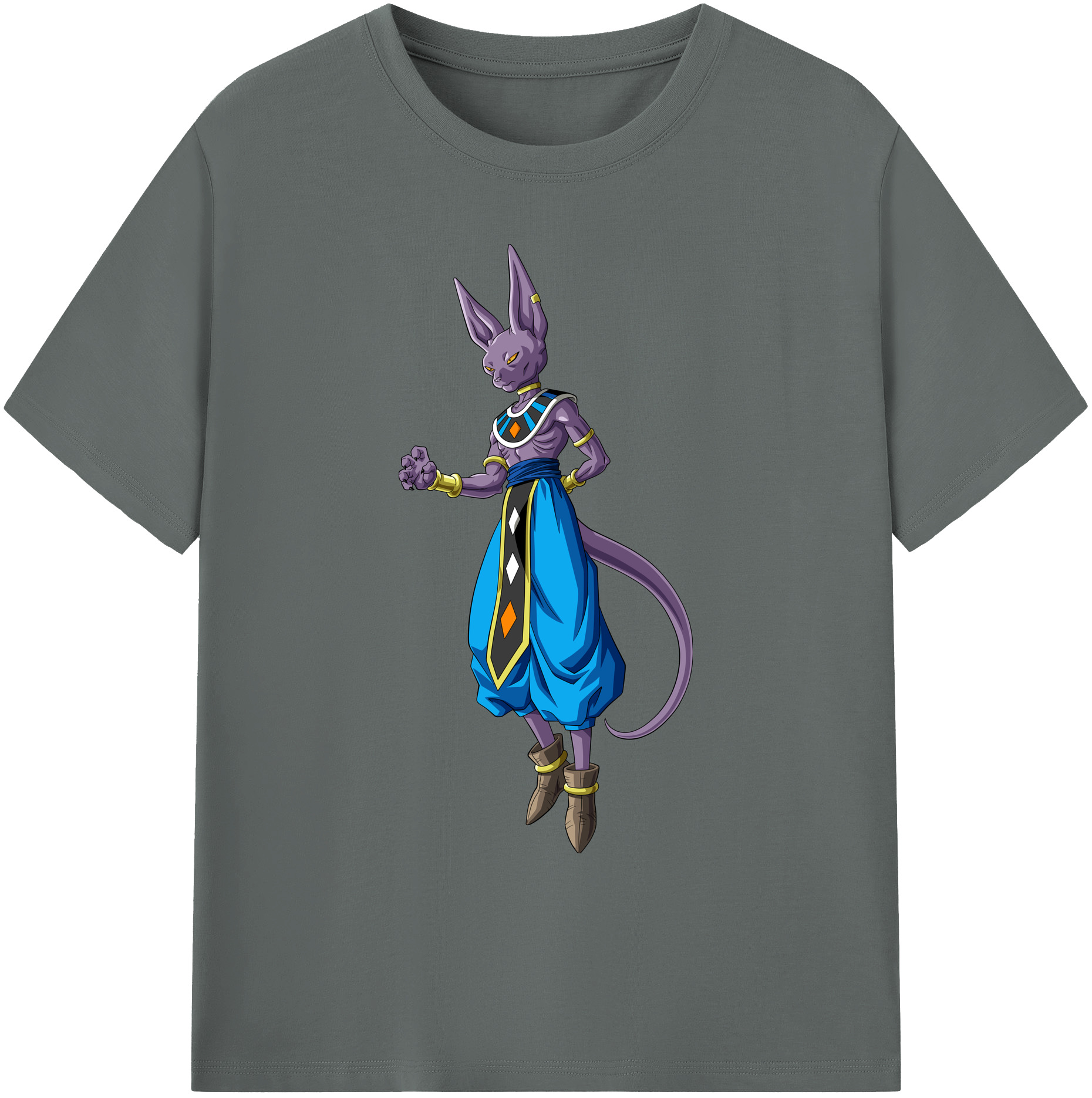 （画像用） ドラゴンボール ビルス 破壊神ビルス DRAGON BALL Beerus Birusu 綿100％ メンズ半袖Tシャツ｜肌触りやわらか＆通気性